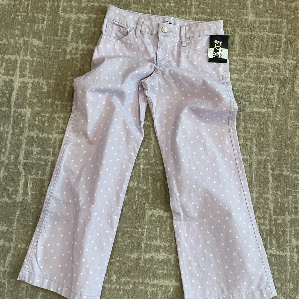 art class from Target Lavender Pants with White Heart Print